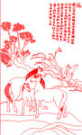 骏马矢量线条图