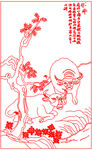 水牛山水矢量线条图