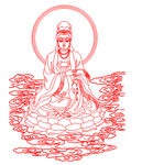 观音佛像矢量线条图