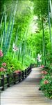 时尚竹林飞鸽玄关背景墙