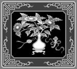 菊花花瓶浮雕灰度精雕图