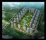 住宅区内景景观鸟瞰建筑效果图