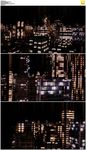 夜晚城市房顶穿梭