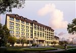 星级酒店黄昏建筑效果图