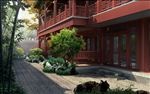 四合院一角内庭景观效果图