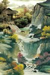 国画山水玄关背景墙