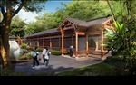 景观公园长廊古建筑景观效果图