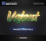 PSD字体特效金属绿光样式