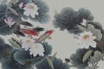 水墨荷花背景墙