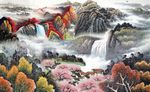 山水国画电视背景墙