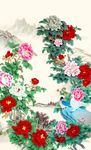 牡丹玄关背景墙
