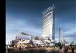 高层公建热闹商业街夜景图