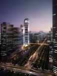 繁华都市夜景鸟瞰建筑效果图
