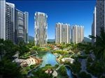 鸟瞰热带植物内廷水景景观图