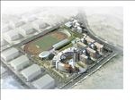 鸟瞰学校篮球场足球场体育馆图