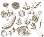手绘菜蔬水果海鲜