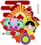 舞狮子小女孩插图