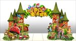 六一儿童节童话城堡造型门头背景