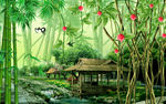 唯美绿色竹林小屋3D立体风景