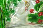 玉雕竹子荷花背景墙