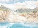 大理石纹山水蓝天白云石材背景墙