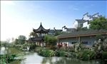 凉亭连廊水景景观图