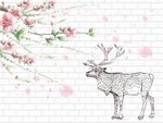 3D墙砖桃花图