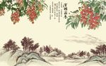 国画花鸟背景墙
