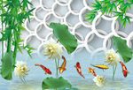 3d背景墙荷花