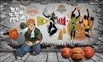 卡通篮球人物素材背景墙