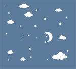 蓝天白云星星月亮矢量图