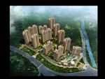 高层住宅区大鸟瞰建筑效果图