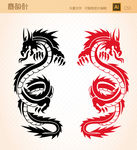西方龙纹身矢量图