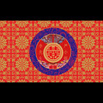 大红金色青花瓷汉唐婚礼背景