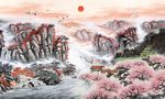 国画山水电视背景墙