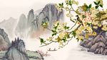 国画花鸟背景墙