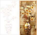 玉兰花瓶艺术玻璃矢量图 线条图