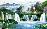 流水生财山水