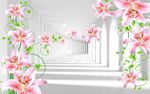 3D空间梦幻百合花