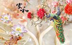 家和富贵牡丹荷花图