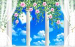 蓝天白云玫瑰花