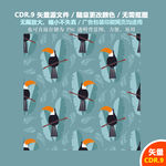 手绘可爱动物鹦鹉背景矢量图