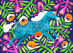 独角兽小马奔跑树林花草童话插图