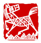 骏马动物印章中式中国红