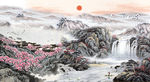 国画山水电视背景墙