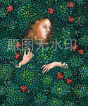 森林树叶花草睡美人仙女童话插图