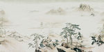 手绘松柏装饰画