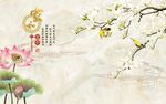 玉兰荷花图