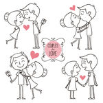 手绘卡通可爱小情侣
