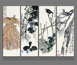新中式花鸟国画四条屏装饰无框画